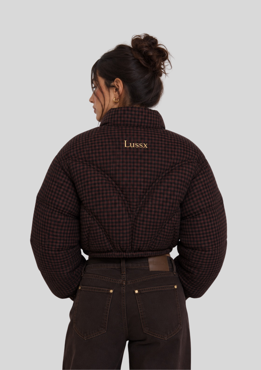 Riviera Check Cropped Puffer