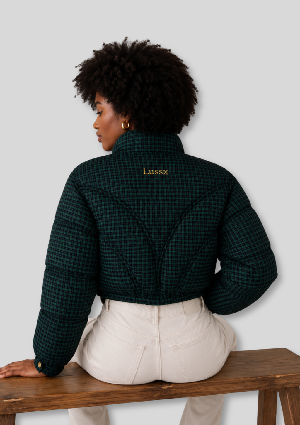 Riviera Check Cropped Puffer