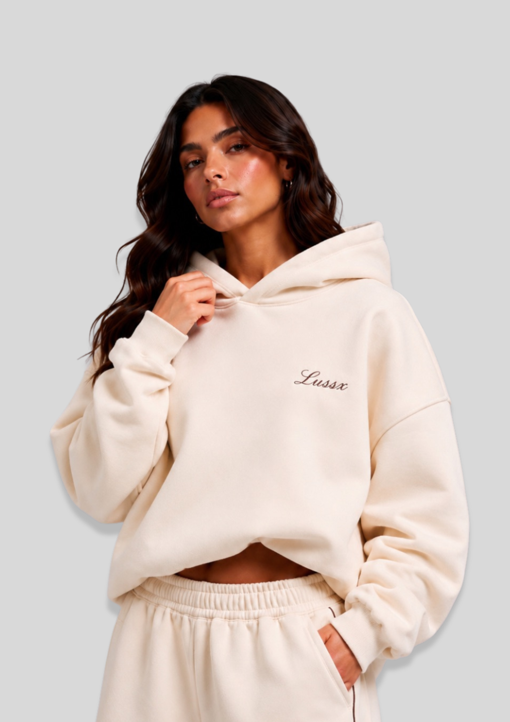 Script Baggy Hoodie “Bone”