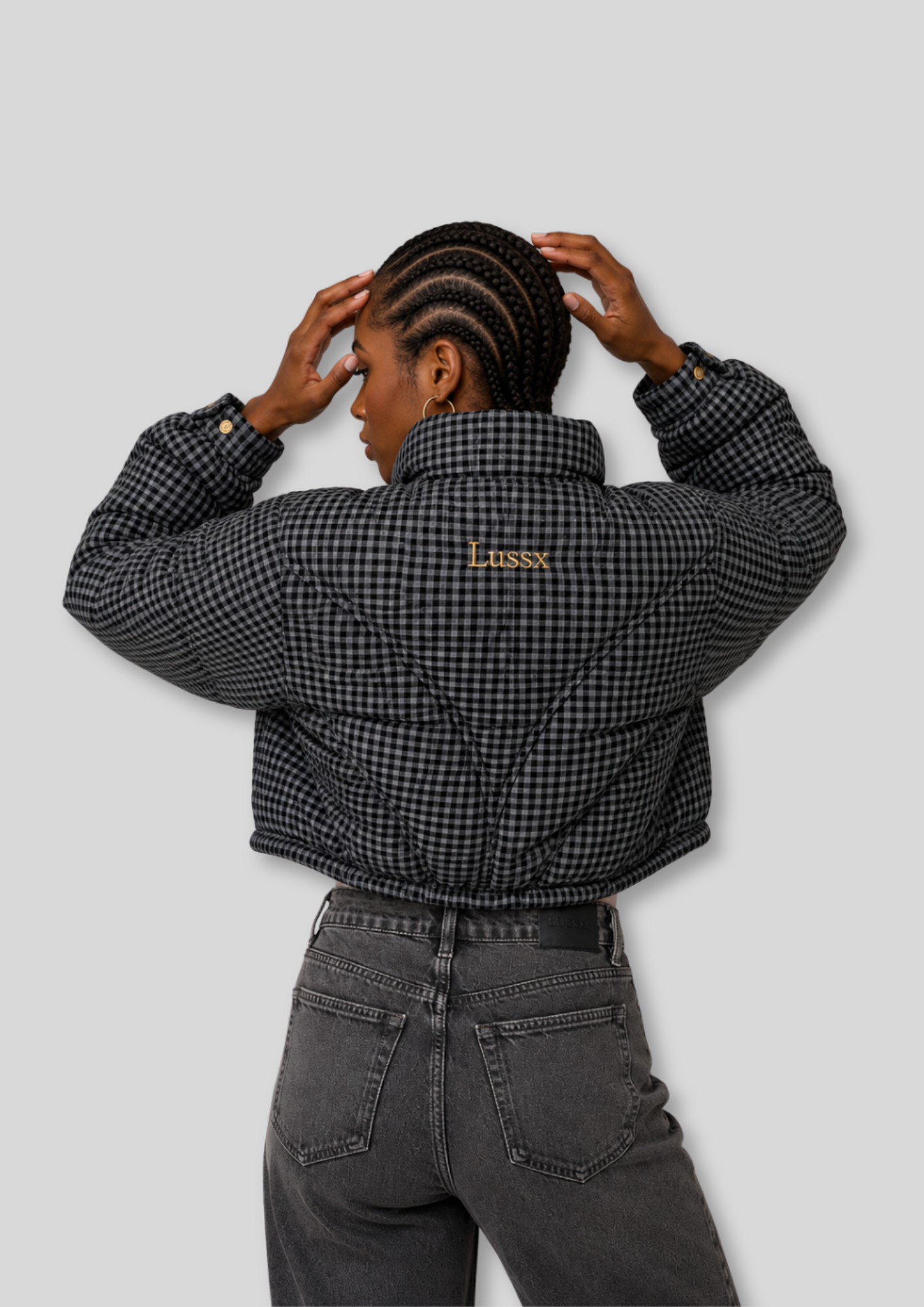 Riviera Check Cropped Puffer