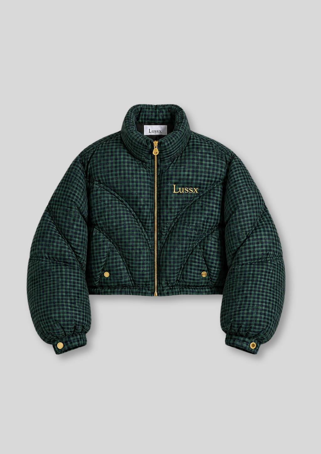 Riviera Check Cropped Puffer