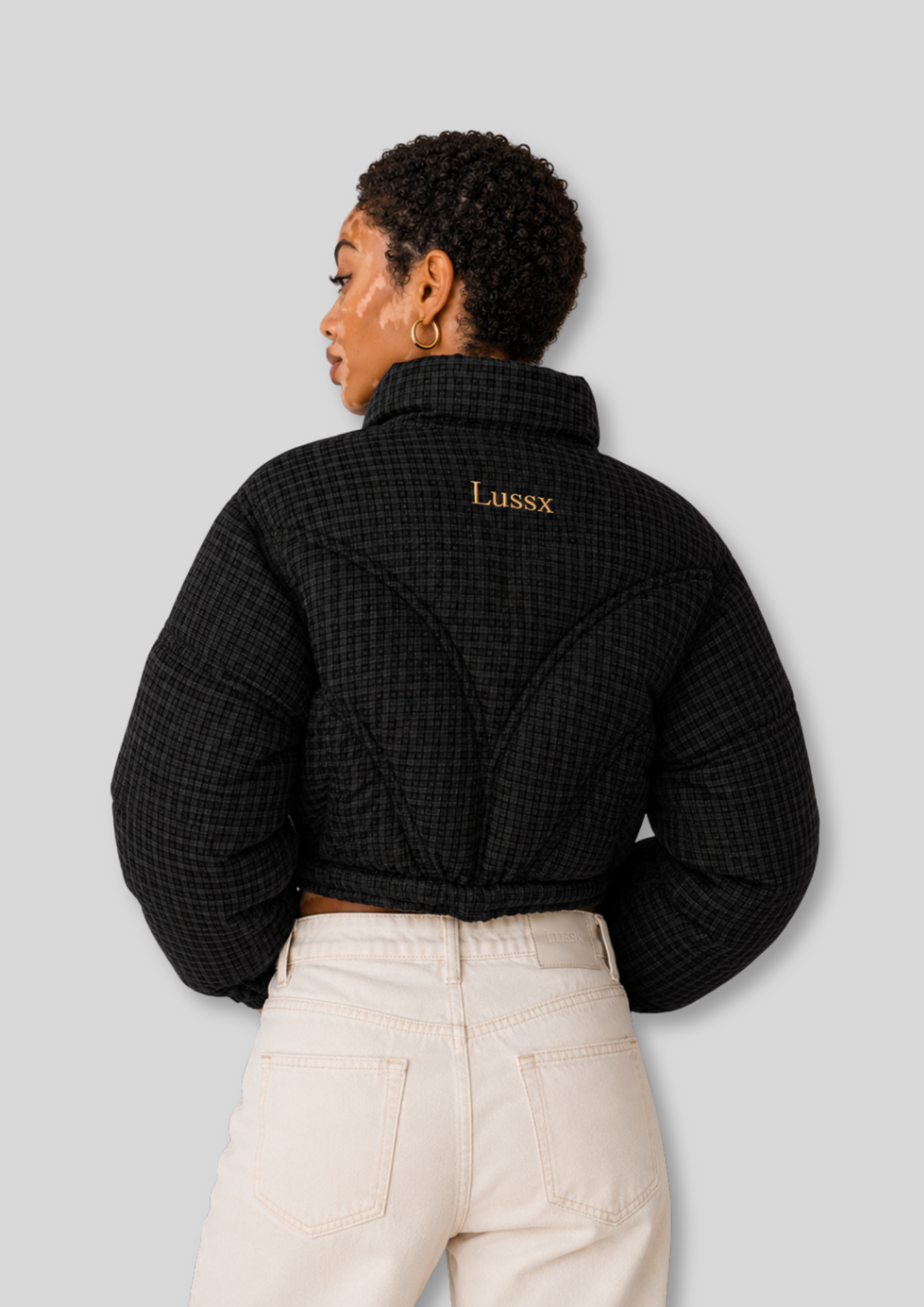 Riviera Check Cropped Puffer