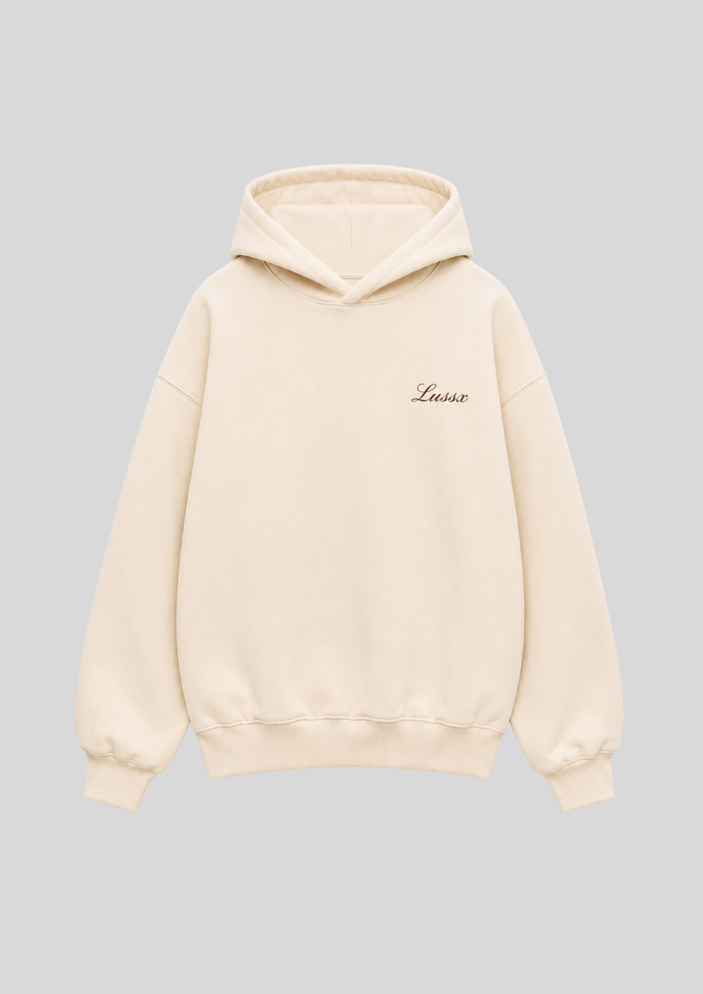Script Baggy Hoodie “Bone”