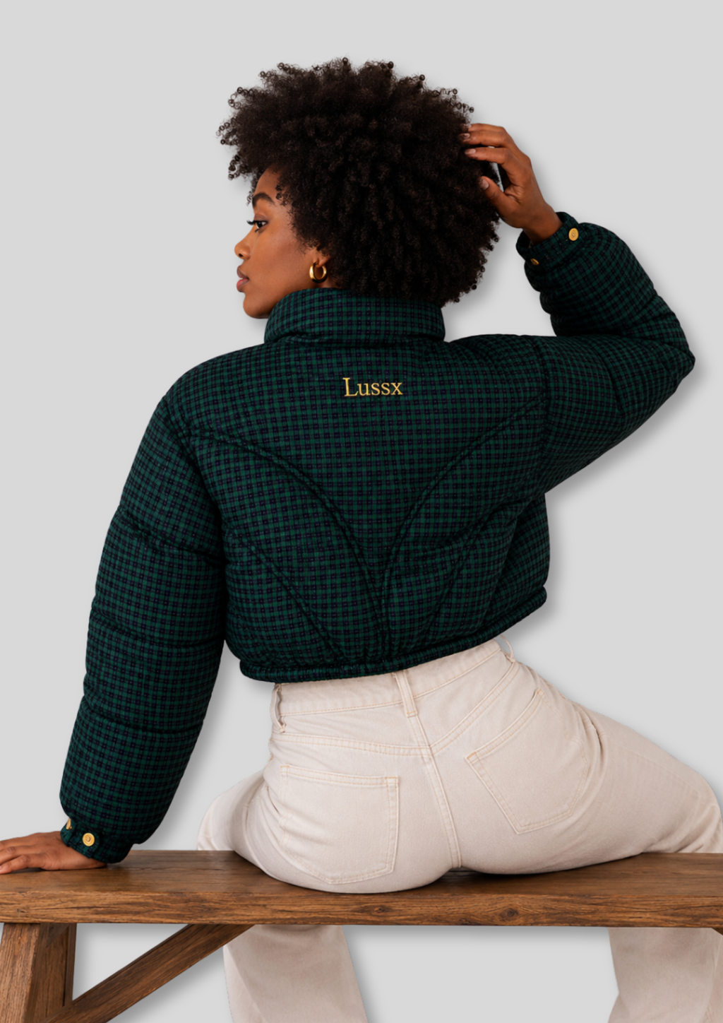 Riviera Check Cropped Puffer