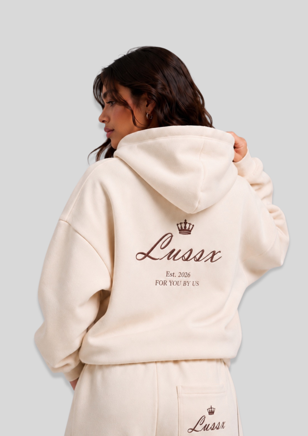 Script Baggy Hoodie “Bone”